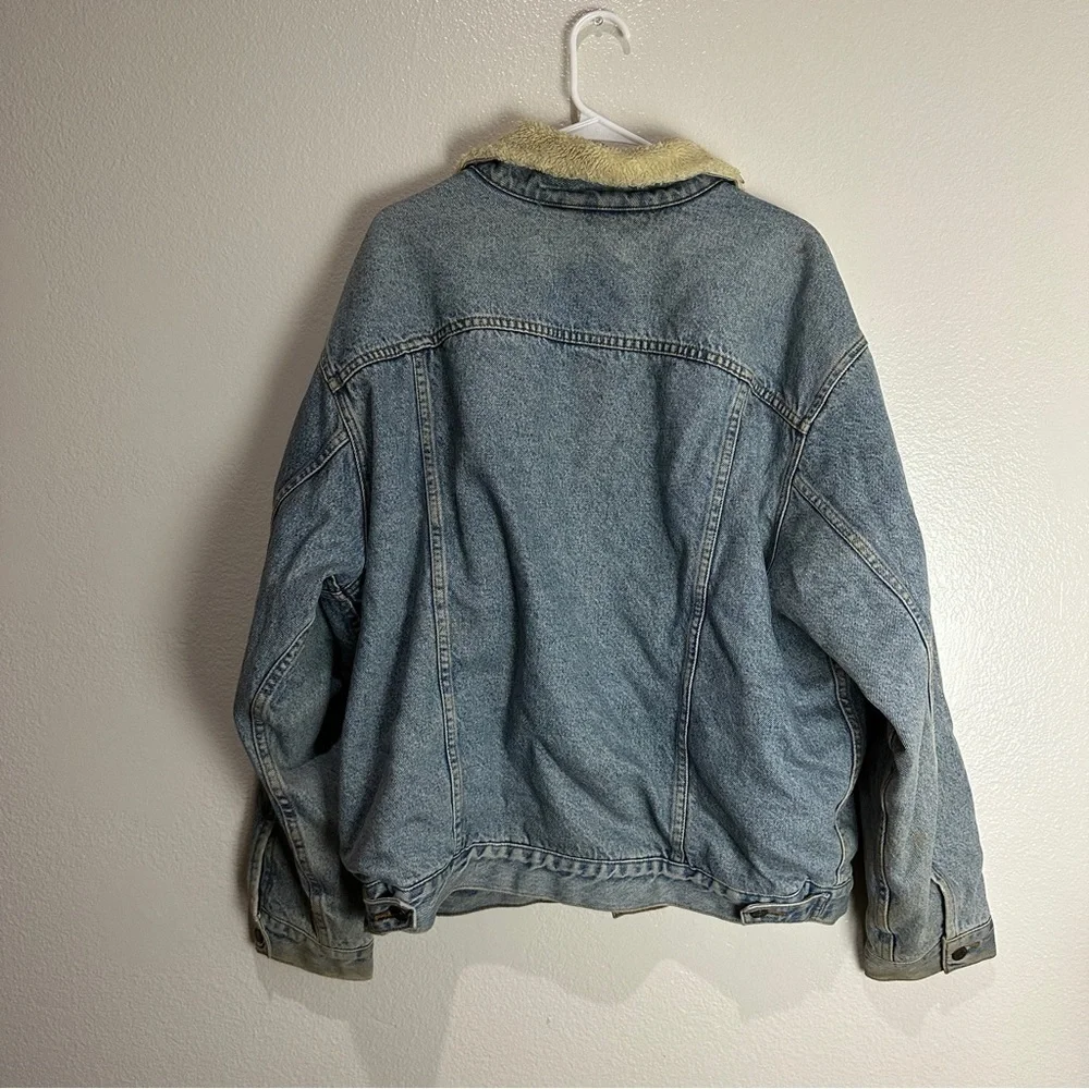 Levis Denim Sherpa Jean Jacket Relaxed Trucker Coat Vintage Size XL